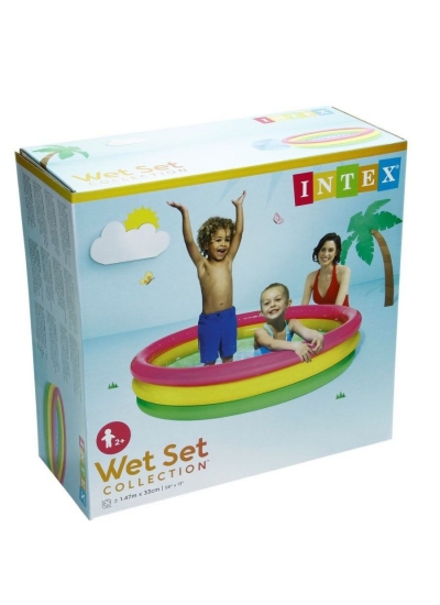 Intex Renkli Şişme Taban 3 Bölmeli Havuz 147x33 Cm