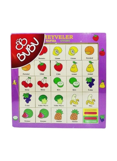 Bu-Bu Ahşap Puzzle Meyveler Hafıza Oyunu 30x30