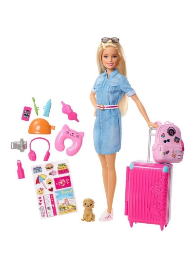 Barbie Seyahatte Bebeği Ve Aksesuarları